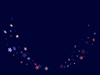 Flying red blue white star sparkles vector american patriotic background.