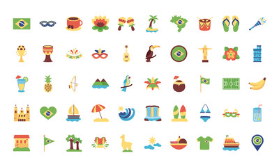 Fototapeta premium bundle of brazil set icons