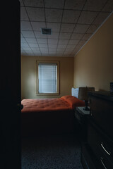 Derelict Colorful Bedroom + Bed + Lamps - Abandoned Boarding House - Catskill Mountains, New York