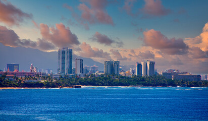 Obraz premium Condos and Hotels on the Coat of Puerto Rico