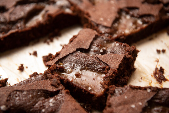 Chocolate brownies in a pan