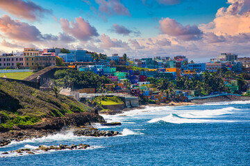 The Colorful Coast in Old San Juan known as La Perla, or The Pearl - obrazy, fototapety, plakaty