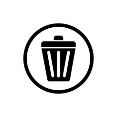 Trash icon isolated on circle button
