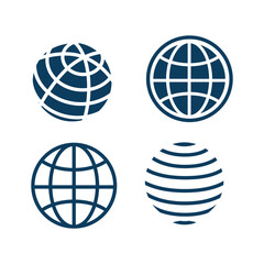 Earth globe icon set isolated on white background