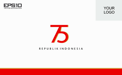 Anniversary Logo of Republic of Indonesia Independence. 75 Years of Independence of Republic of Indonesia, vector design