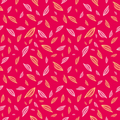 Obraz premium Leaves seamless pattern, poster design template, vector illustration