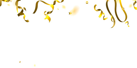 Holiday Serpentine. Gold Foil Streamers Ribbons.