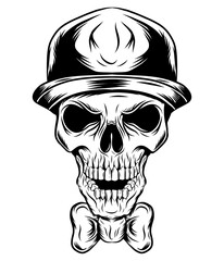 Skull of a clown in a hat