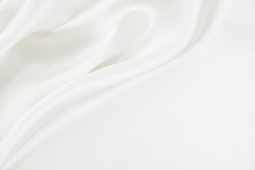 White satin fabric with gentle curves