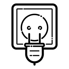 Power Plug Flat Icon Isolated On White Background