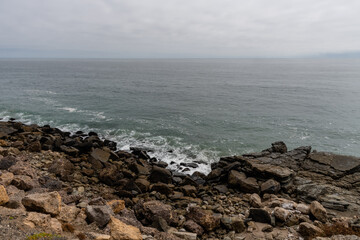 Fototapeta na wymiar Beautiful panoramic Pacific coast vista near Point Mugu, Southern California