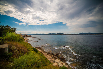 View over Saint Tropez in France located at the Mediterranian Sea at the Cote D Azur - travel photography