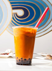 Thai tea with boba balls from Carlsbad Restaurant 