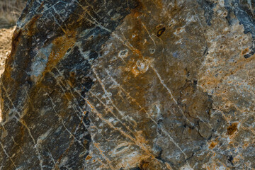Closeup of granite boulder surface