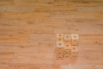 Pieces of wooden building blocks