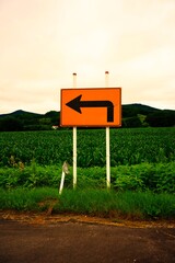 広大な畑とクールな標識
