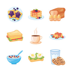 bundle of breakfast food set icons