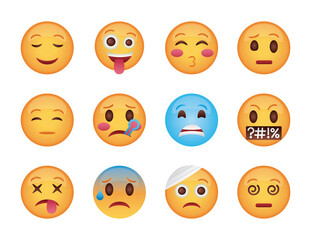 bundle of emojis faces set icons