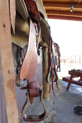 horse brown leather saddle