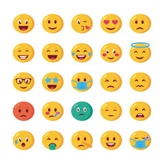 bundle of emojis faces set icons