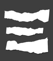  White ripped note, notebook paper stuck with sticky tape on black background.