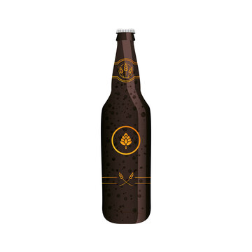 Isolated Black Beer Bottle Vector Design