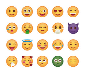 bundle of emojis faces set icons