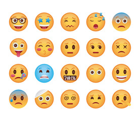 Fototapeta premium bundle of emojis faces set icons
