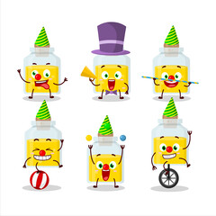 Cartoon character of yellow potion with various circus shows