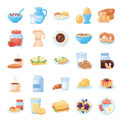 bundle of breakfast food set icons