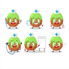 Doctor profession emoticon with choco green candy cartoon character