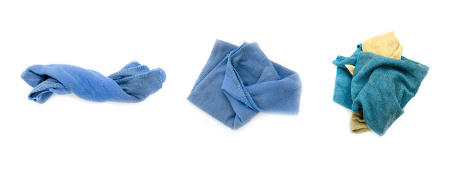 Old dirty torn rag isolated on white background. Cleaning rag.