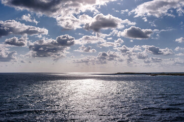 Obraz premium The Cococay beach and seascape Bahama background blue sky.