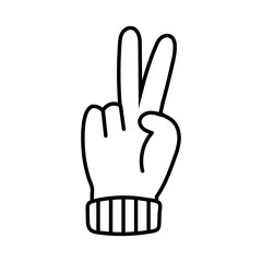 Fototapeta na wymiar hand with peace and love symbol line style icon