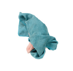 Old dirty torn rag isolated on white background. Cleaning rag.