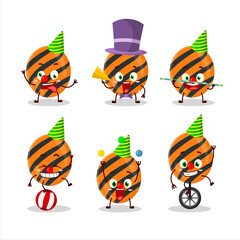 Cartoon character of halloween stripes candy with various circus shows