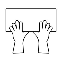 hands humans with protest banner line style icon