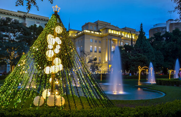 BRAZIL .Light, illuminated fountains and Christmas decorations in Liberty Square in Belo Horizonte.
