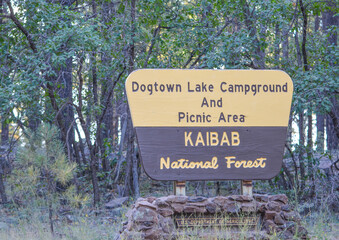 Dogtown Lake in the Kaibab National Forest Sign. Arizona