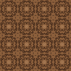 beautiful flower motifs Art work on Kawung batik design with simple brown color design.