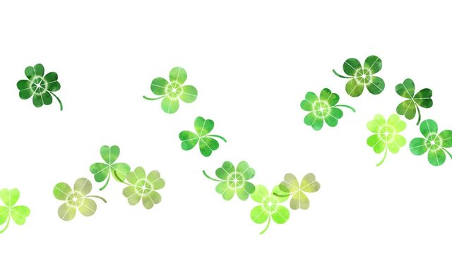 watercolor hand-drawn clovers falling animation