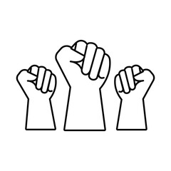 hands fists protests line style icon