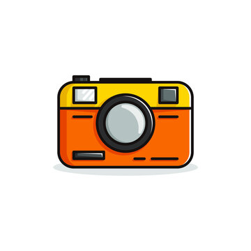 pocket camera with orange color cartoon illustration vector