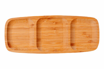 Wooden tableware on a white background.
