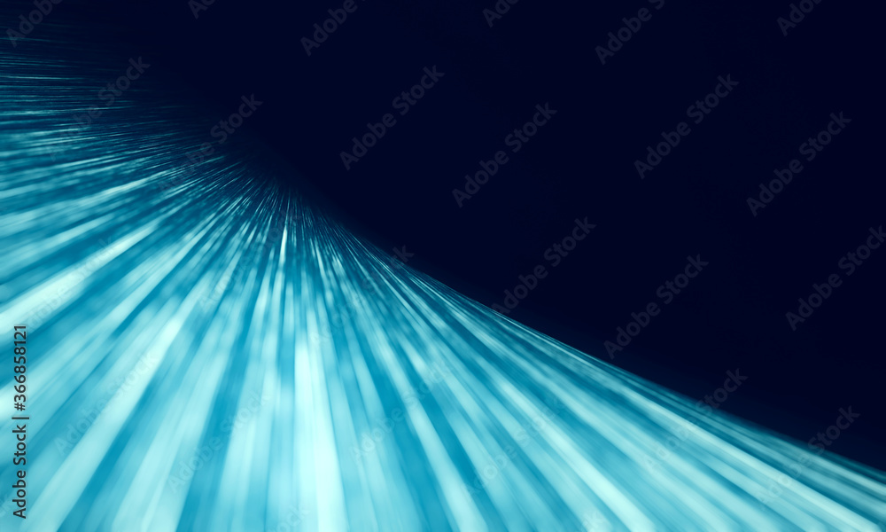 Poster 3d rendering of abstract fast moving stripe lines with glowing light flare. high speed motion blur. 