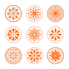 Circular ornaments set for your design. Oriental pattern collection. Mandalas, rangoli design. Vintage decorative elements. Vector illustration