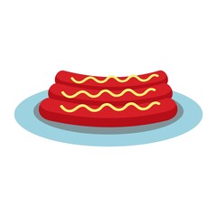 Sausage Flat Icon Vector Illustration Fast Food Element