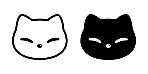 cat vector icon calico kitten pet head face logo symbol character cartoon doodle illustration design