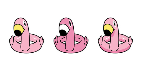 flamingo vector swimming ring pool icon bird cartoon character animal ocean summer tropical exotic nature wild fauna illustration doodle design