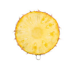 Slice pineapple with drop of water isolated transparent